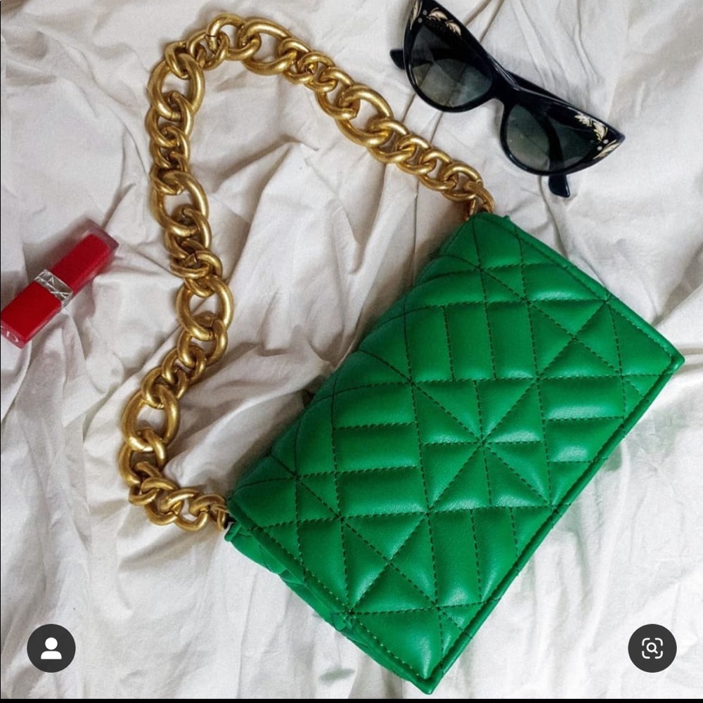 ZARA GREEN BAG BEST SELLER GOLD CHAIN